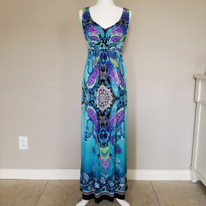 Bisou Bisou Turquoise Print Maxi Dress - 8